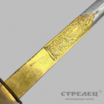 фото — шпага прусская пехотная офицерская с украшенным клинком, 19 век